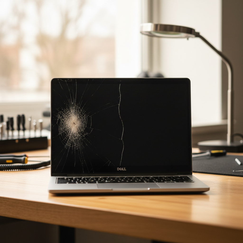 Cracked Dell laptop screen repair in Freemans — Newcastle NSW 2259