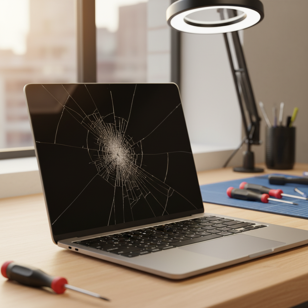 Cracked MacBook Air laptop screen repair in Freemans Waterhole — Newcastle NSW 2323