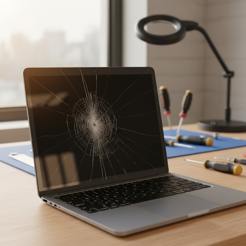 Cracked MacBook Air laptop screen repair in Gawler — Adelaide UNKNOWN