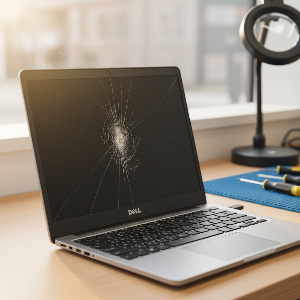 Cracked Dell laptop screen repair in Glen Martin — Newcastle NSW 2321