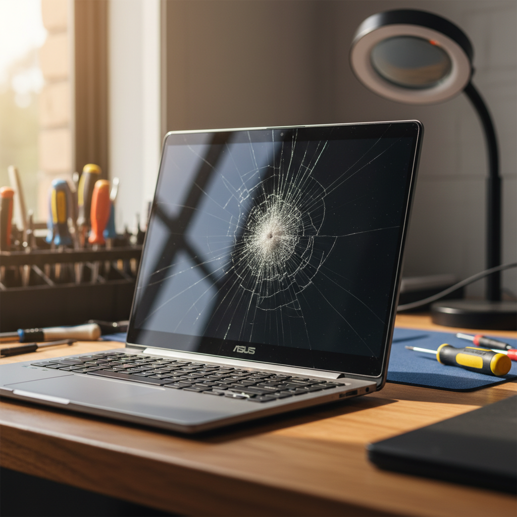 Cracked ASUS laptop screen repair in Glenelg — Adelaide SA 5045