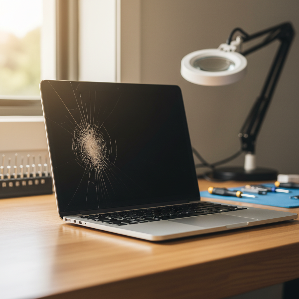 Cracked MacBook Pro laptop screen repair in Glenelg East — Adelaide SA 5045