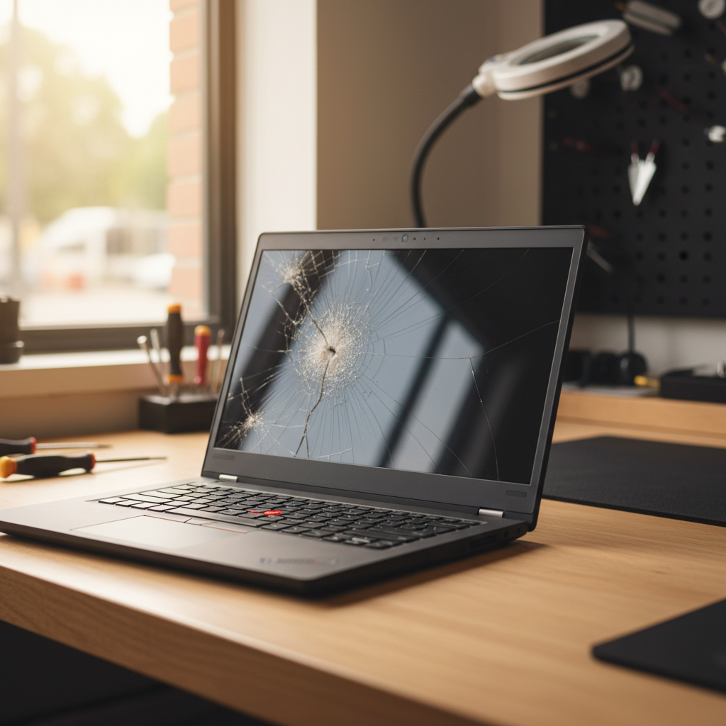 Cracked Lenovo ThinkPad laptop screen repair in Gray — Darwin NT 0830