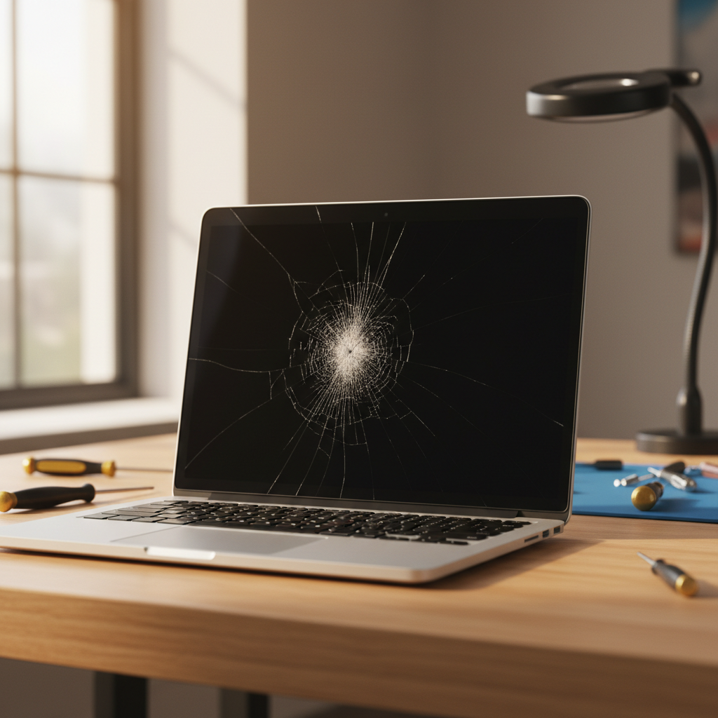 Cracked MacBook Pro laptop screen repair in Green Hills Range — Adelaide SA 5153