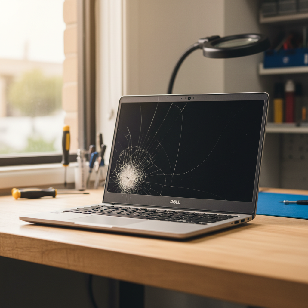 Cracked Dell laptop screen repair in Greenhill — Adelaide SA 5140