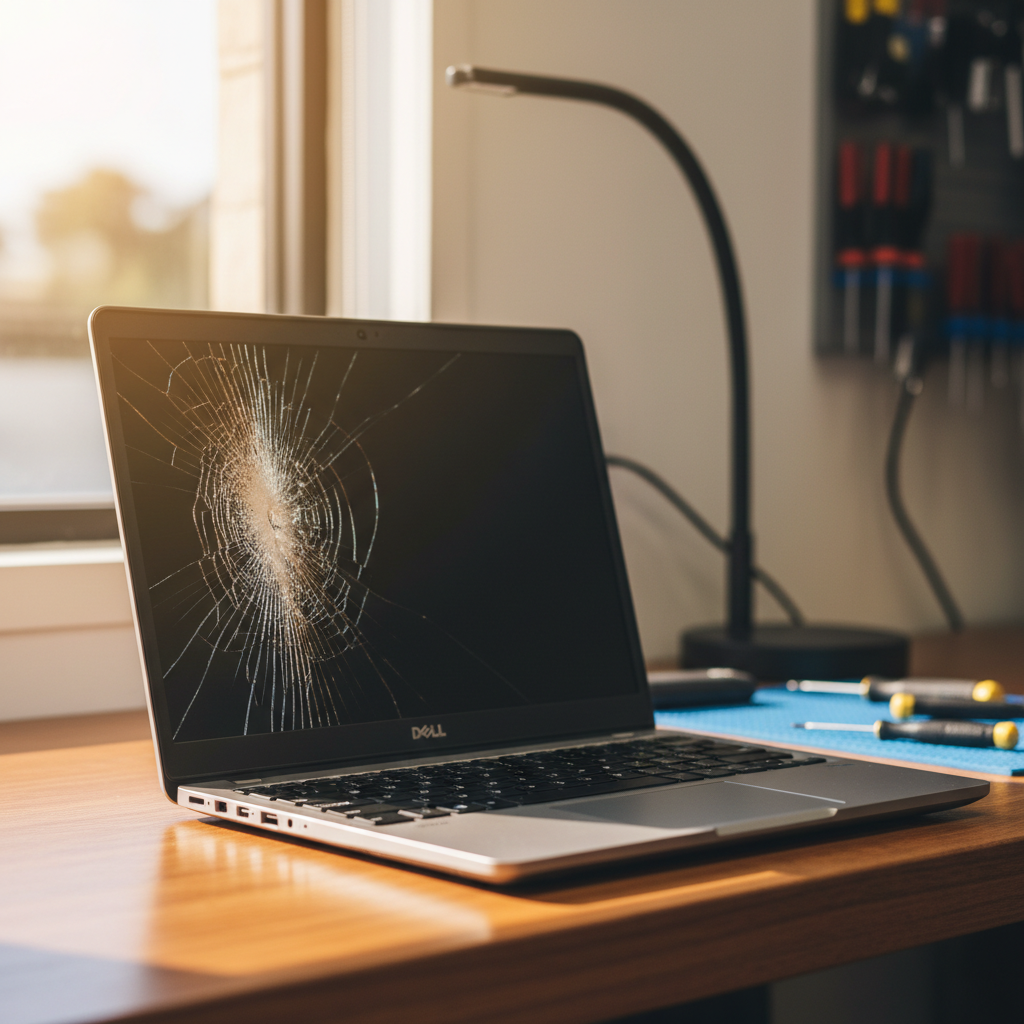Cracked Dell laptop screen repair in Greta Main — Newcastle NSW 2325