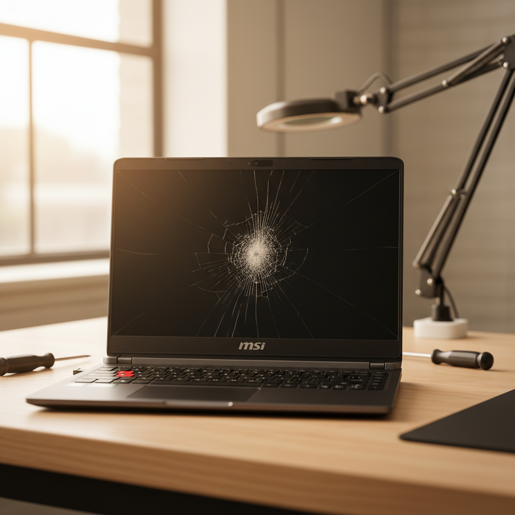 Cracked MSI laptop screen repair in Hackham — Adelaide SA 5163