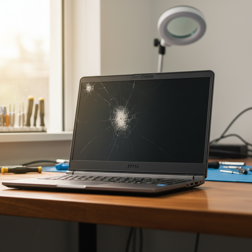 Cracked MSI laptop screen repair in Hamilton South — Newcastle NSW 2303