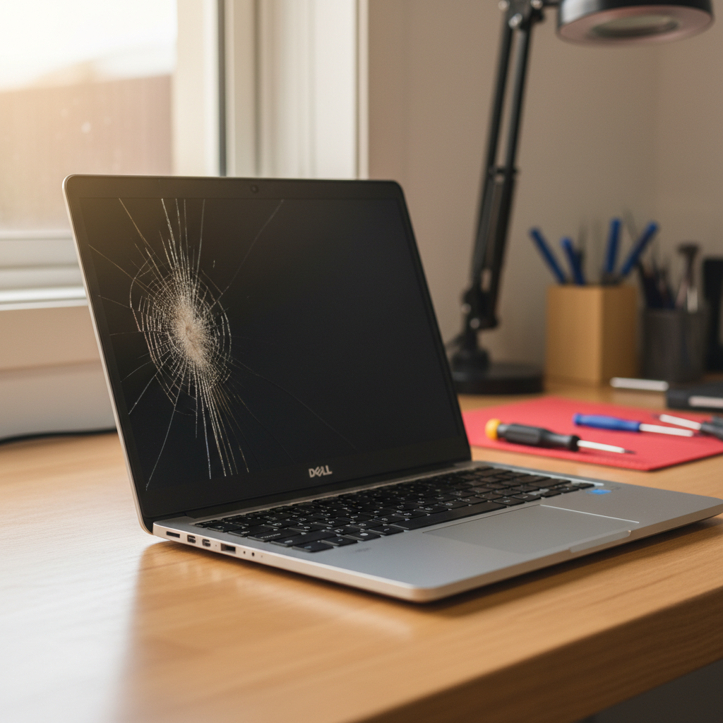 Cracked Dell laptop screen repair in Highgate — Adelaide SA 5063