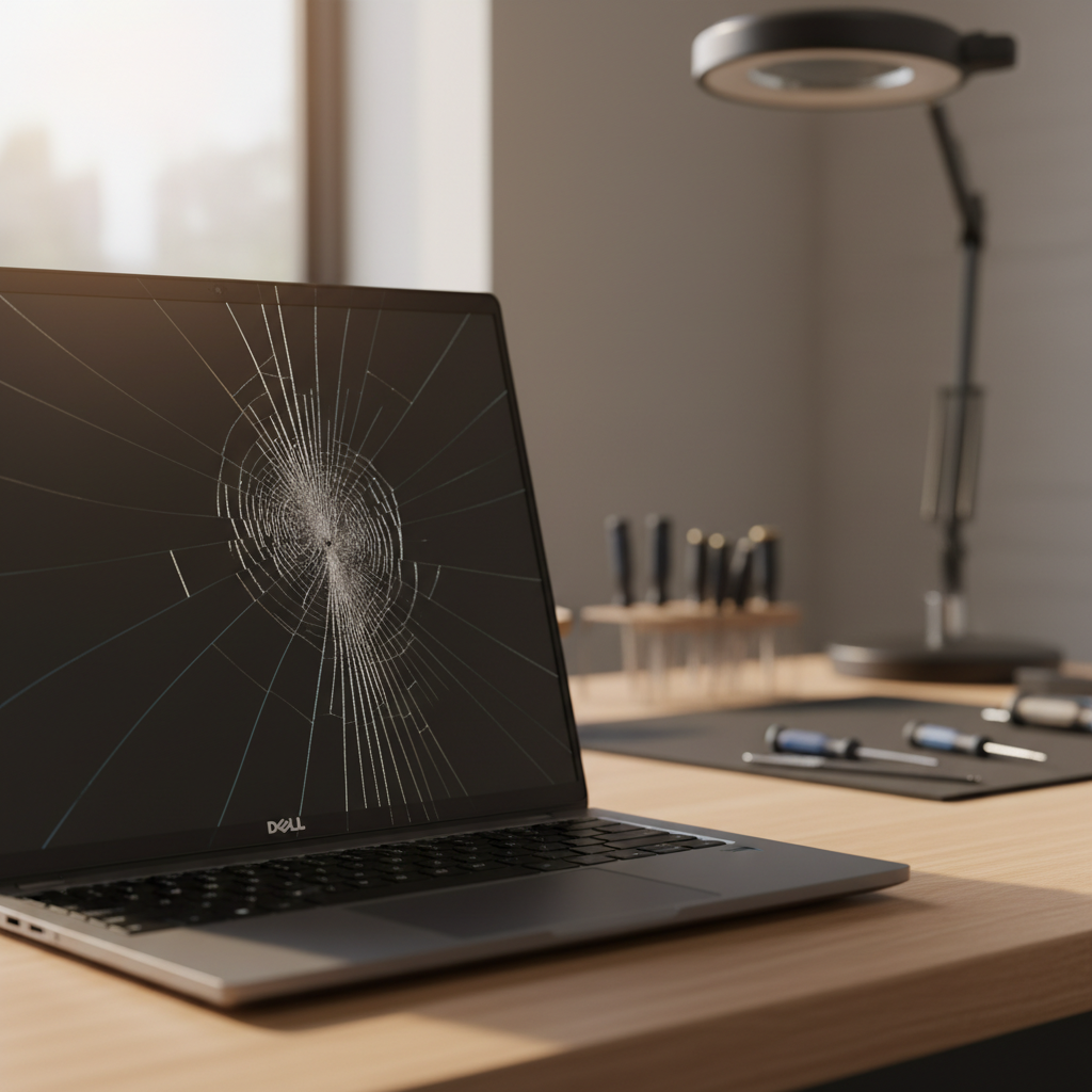 Cracked Dell laptop screen repair in Hillsborough — Newcastle NSW 2320