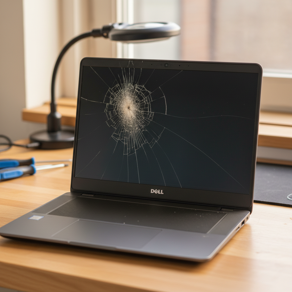 Cracked Dell laptop screen repair in Hilton Plaza — Adelaide SA 5033
