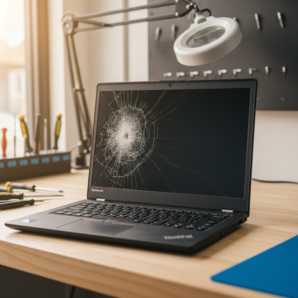 Cracked Lenovo ThinkPad laptop screen repair in Hindmarsh Tiers — Adelaide SA 5202