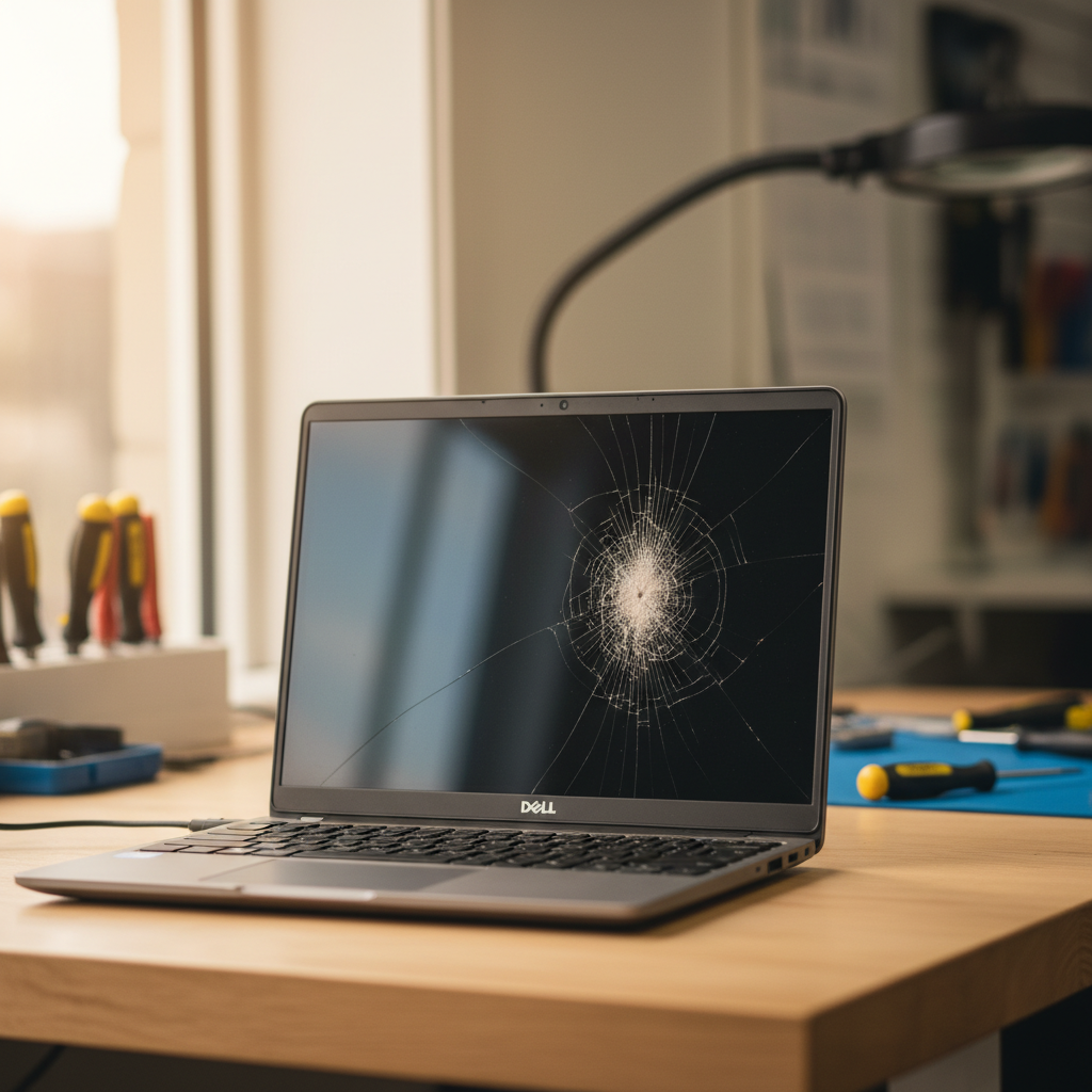 Cracked Dell laptop screen repair in Horseshoe Bend — Newcastle NSW 2320
