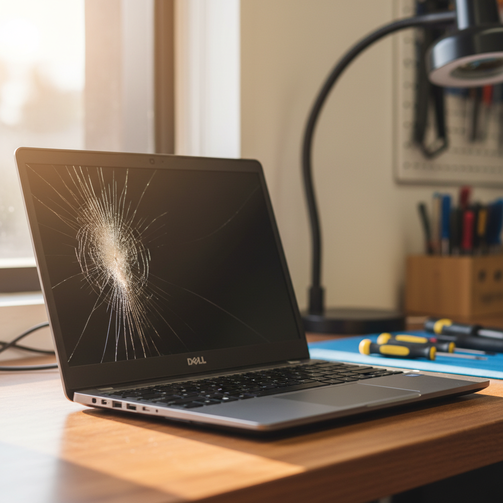 Cracked Dell laptop screen repair in Islington — Newcastle NSW 2296