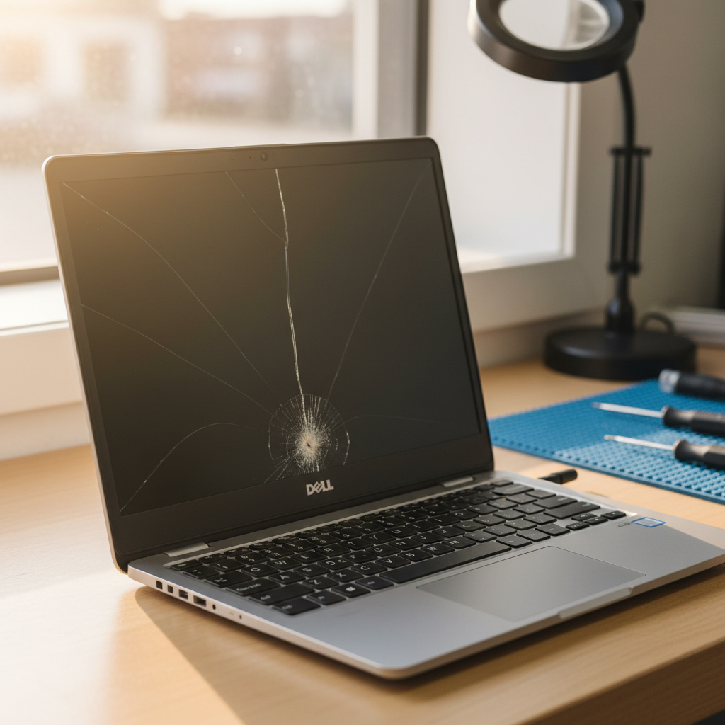 Cracked Dell laptop screen repair in Keswick Terminal — Adelaide SA 5035