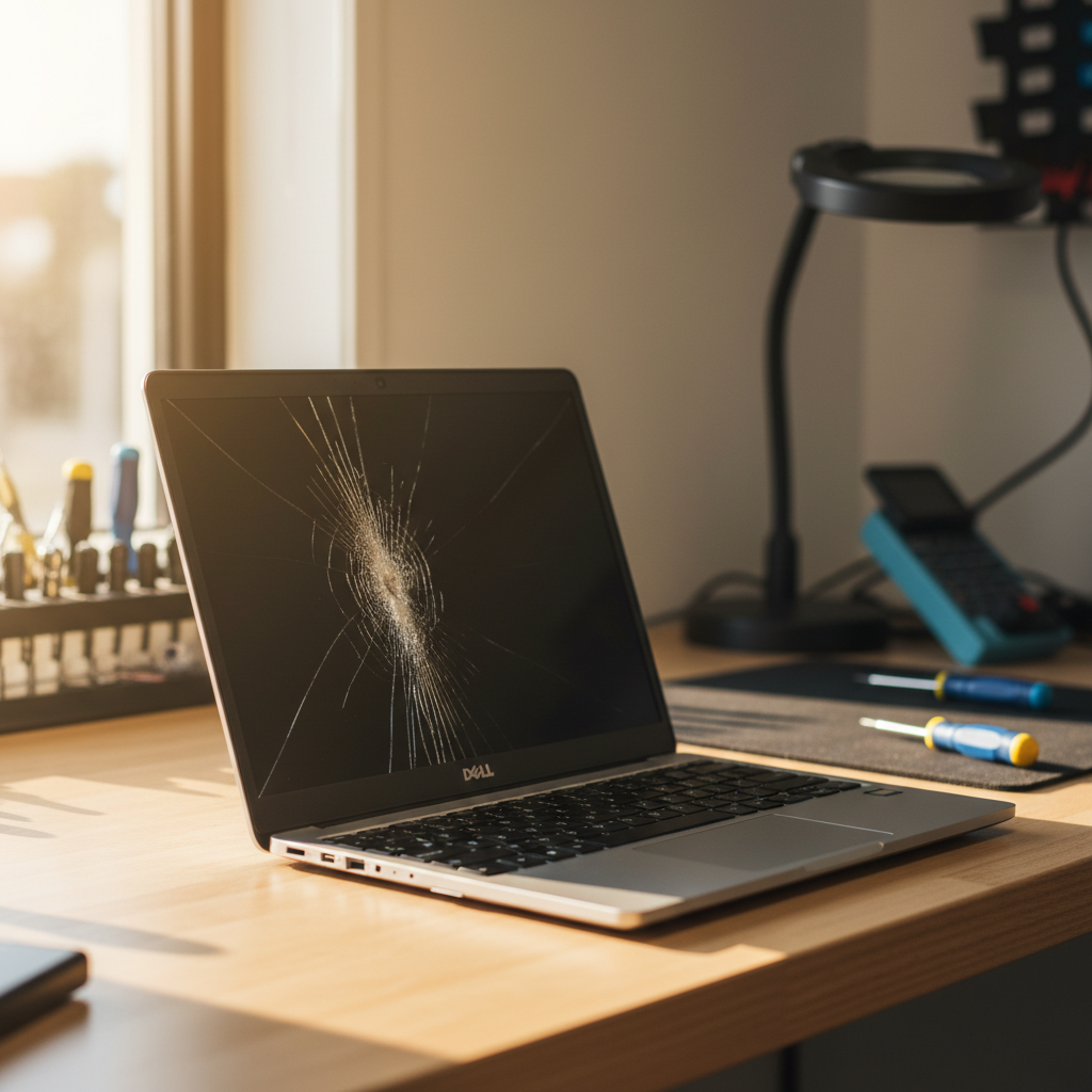 Cracked Dell laptop screen repair in Kiar — Newcastle NSW 2259
