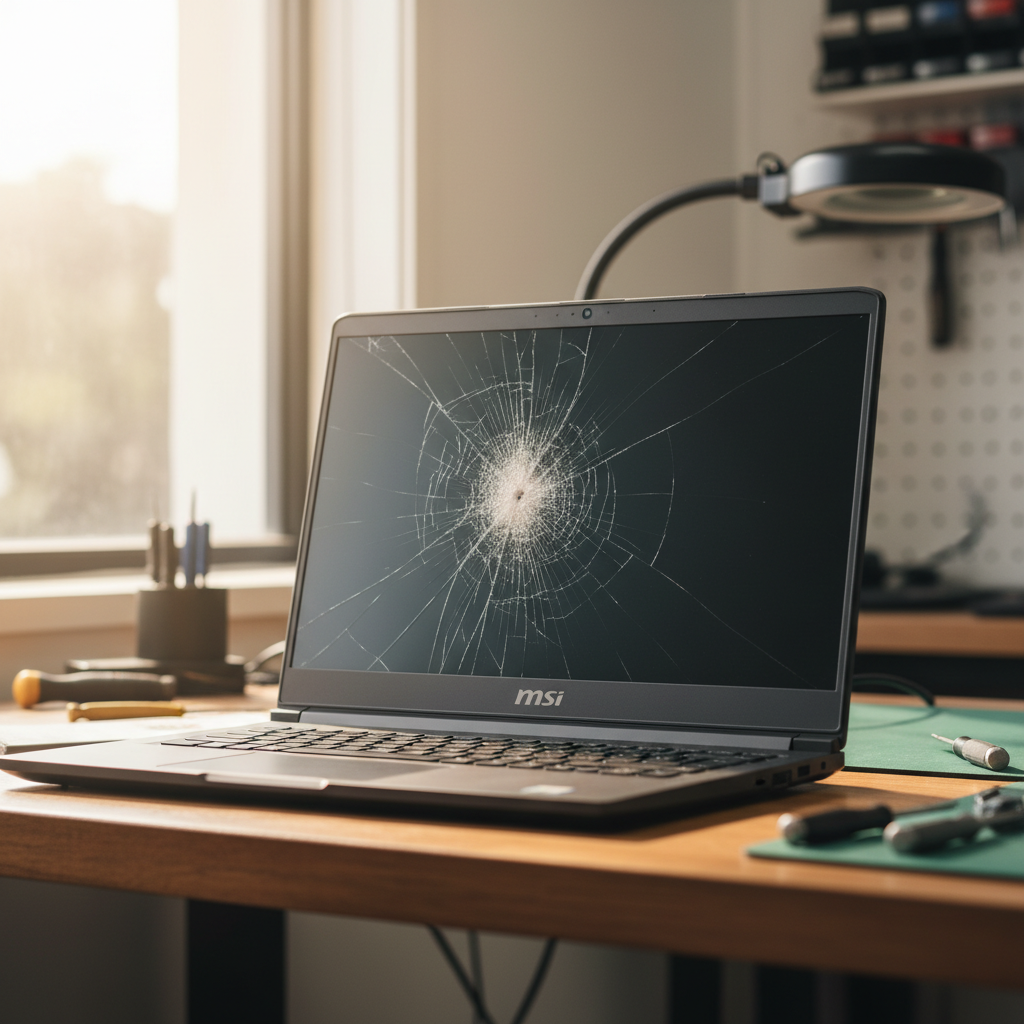 Cracked MSI laptop screen repair in Kilaben Bay — Newcastle NSW 2283