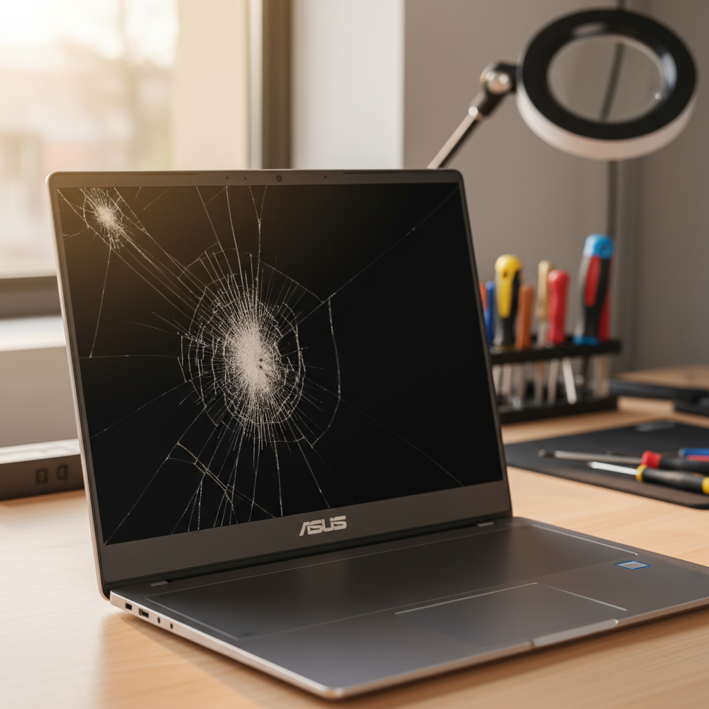Cracked ASUS laptop screen repair in Kitchener — Newcastle NSW 2325