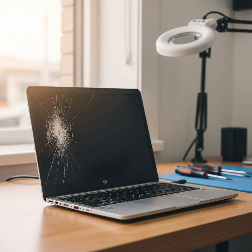 Cracked HP laptop screen repair in Kooragang — Newcastle NSW 2304