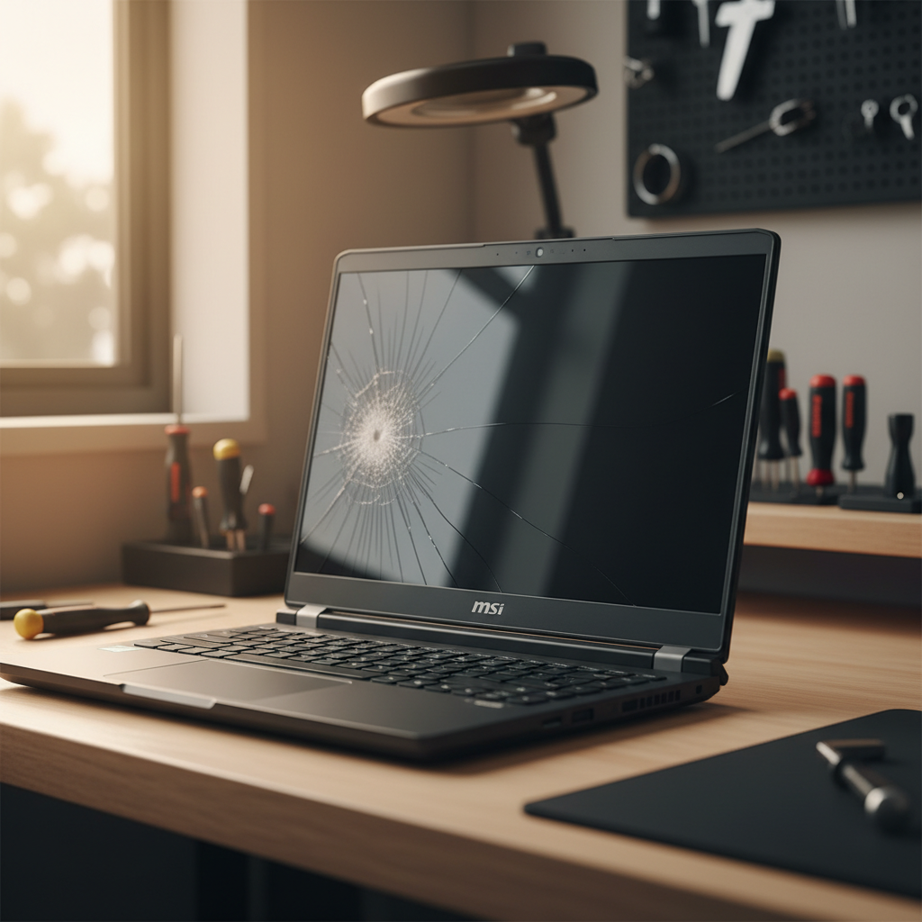Cracked MSI laptop screen repair in Kurralta Park — Adelaide SA 5037
