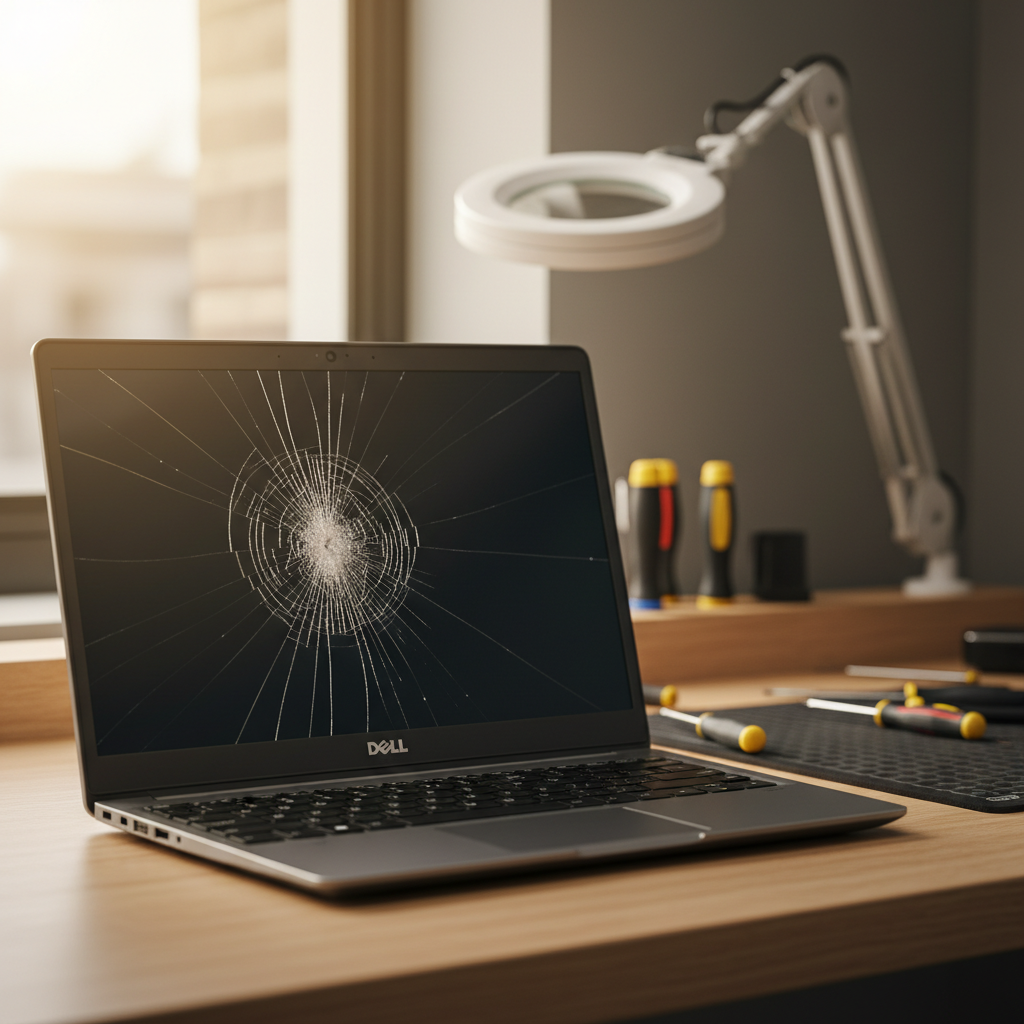 Cracked Dell laptop screen repair in Lakelands — Newcastle NSW 2282