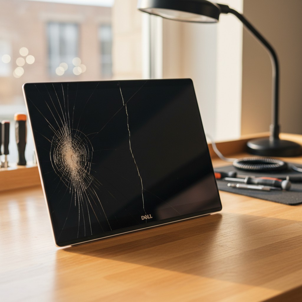 Cracked Dell laptop screen repair in Lambs Valley — Newcastle NSW 2335