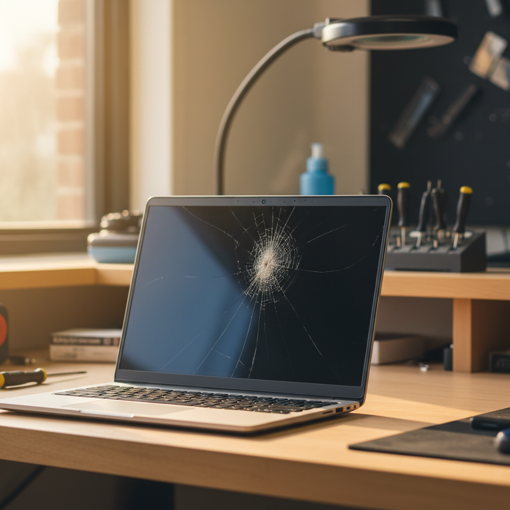 Cracked Dell laptop screen repair in Little Pelican — Newcastle NSW 2281