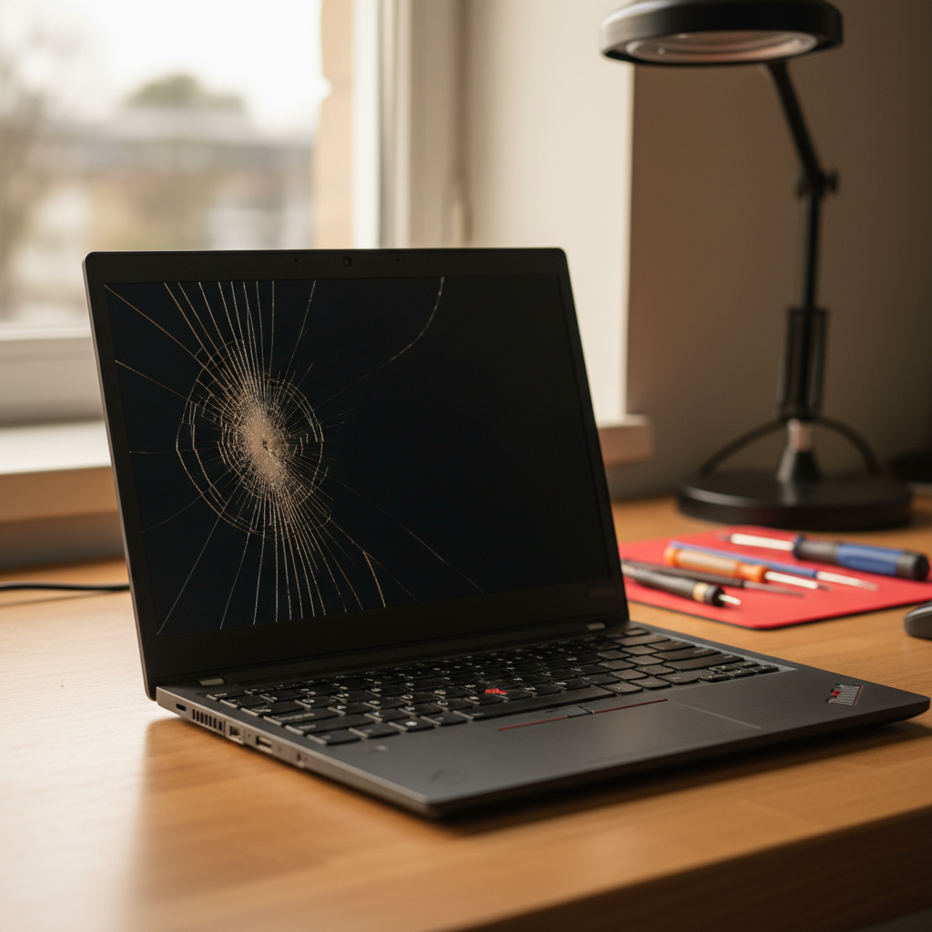 Cracked Lenovo ThinkPad laptop screen repair in Louth Park — Newcastle NSW 2320
