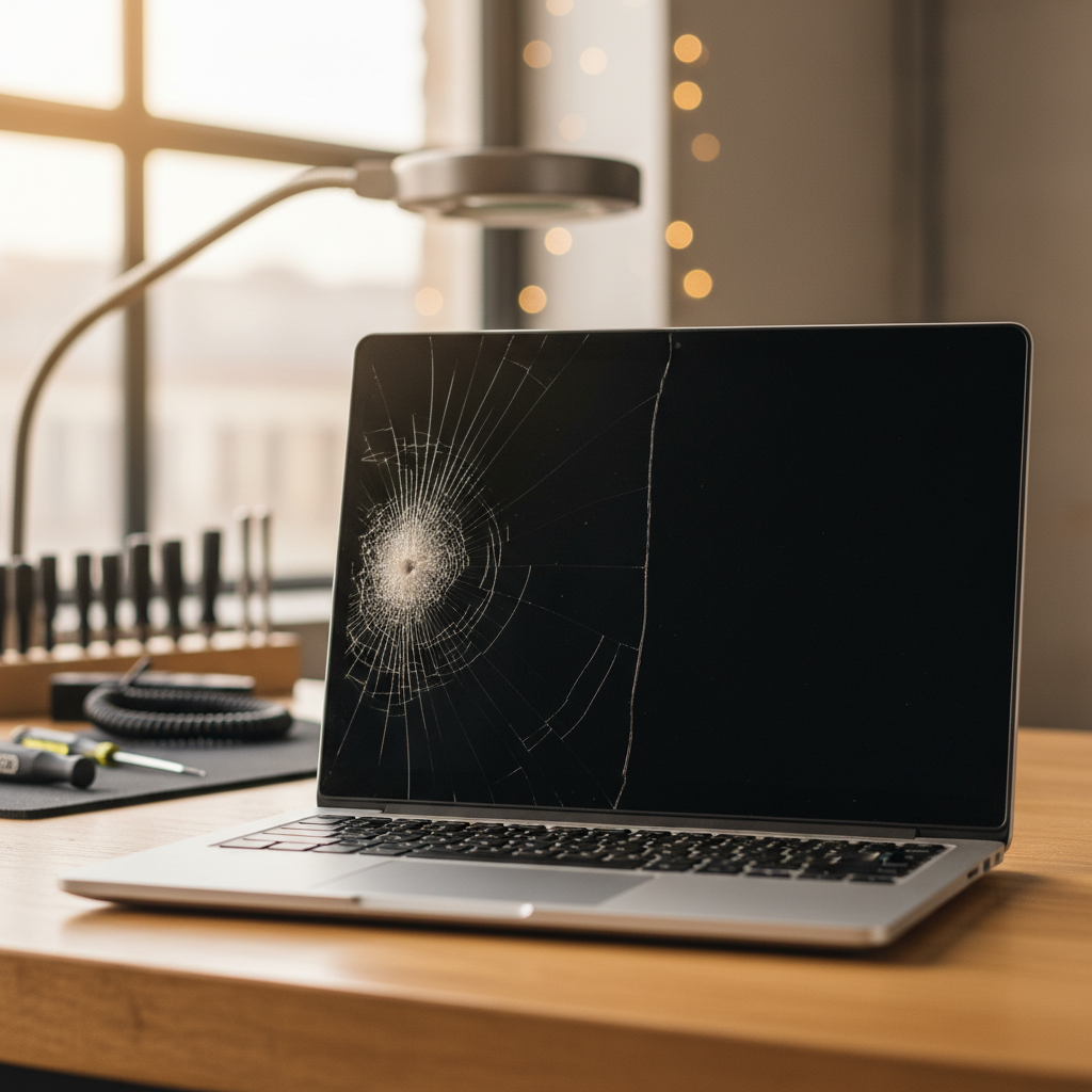 Cracked Dell laptop screen repair in Lower Mitcham — Adelaide SA 5062