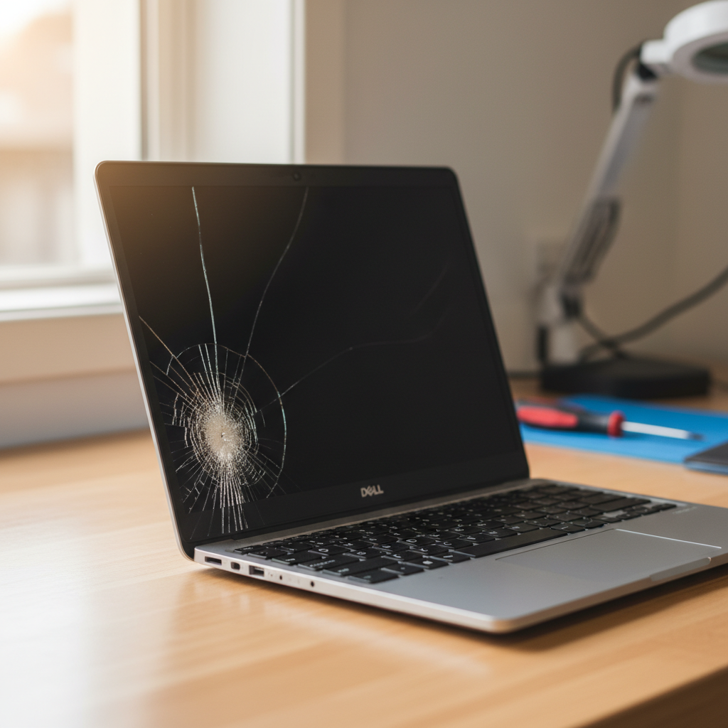 Cracked Dell laptop screen repair in Loxford — Newcastle NSW 2326