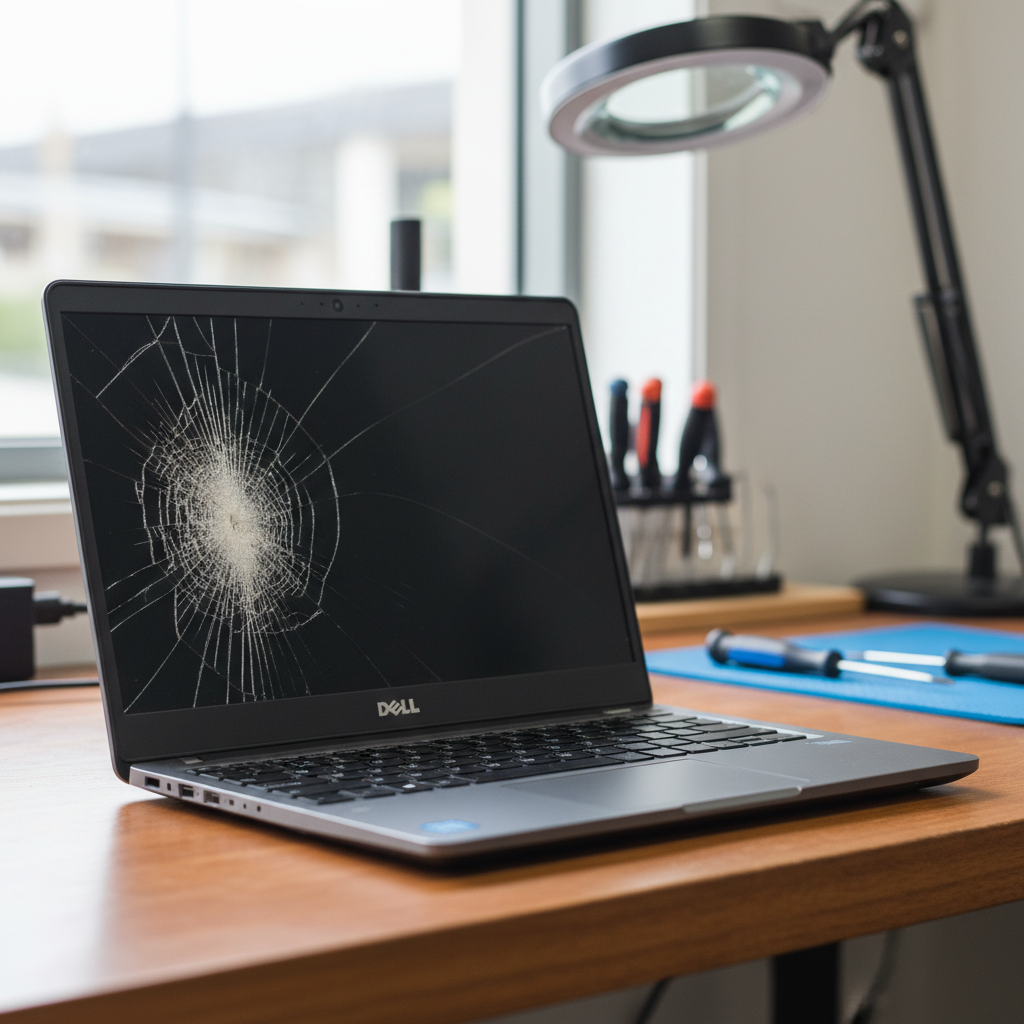 Cracked Dell laptop screen repair in Luskintyre — Newcastle NSW 2321