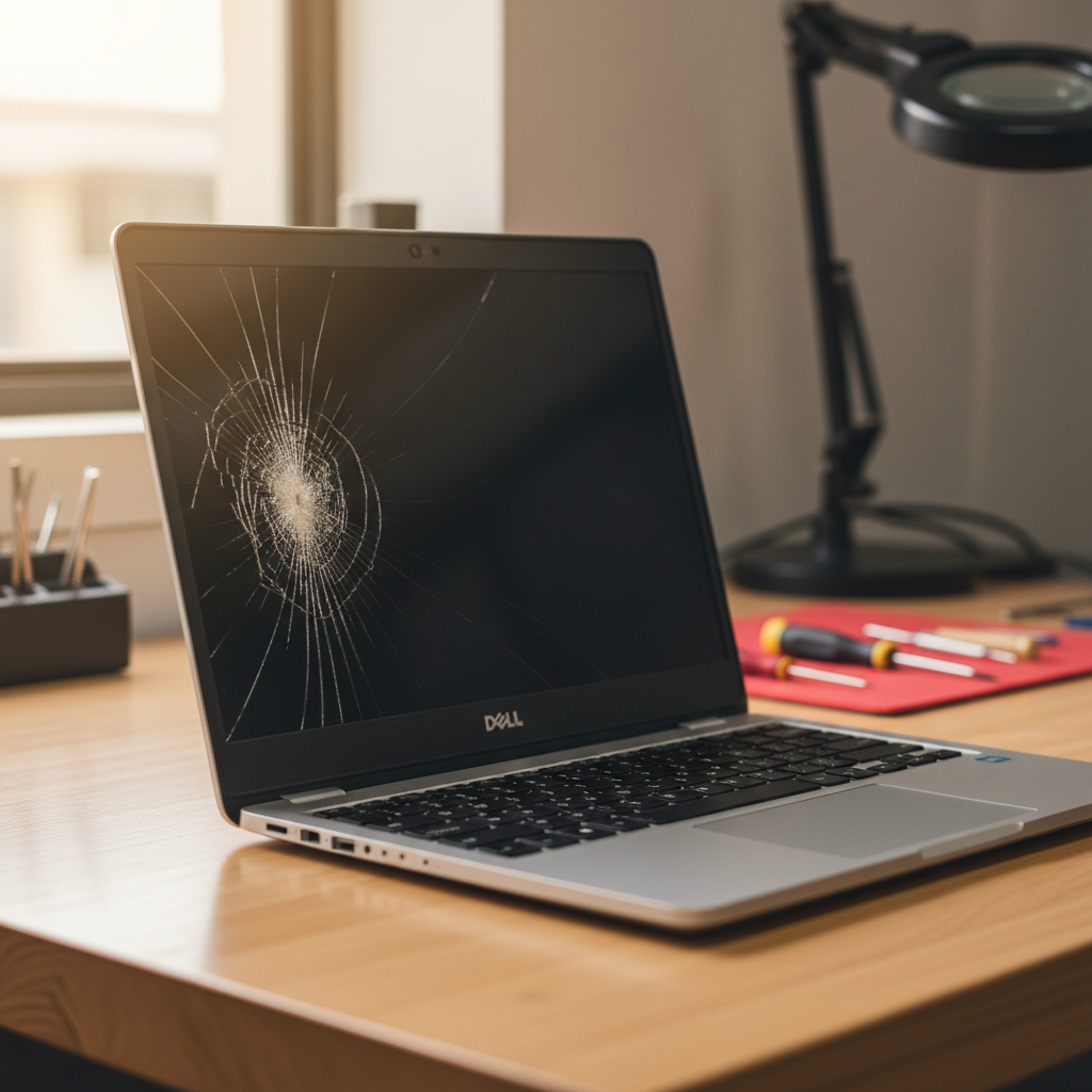 Cracked Dell laptop screen repair in Marlow Lagoon — Darwin NT 0830