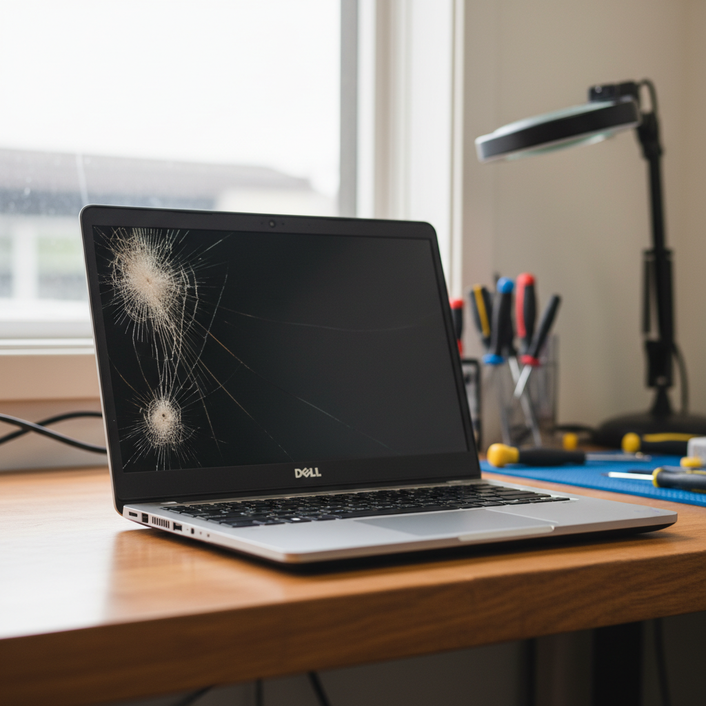 Cracked Dell laptop screen repair in Maslin Beach — Adelaide SA 5170