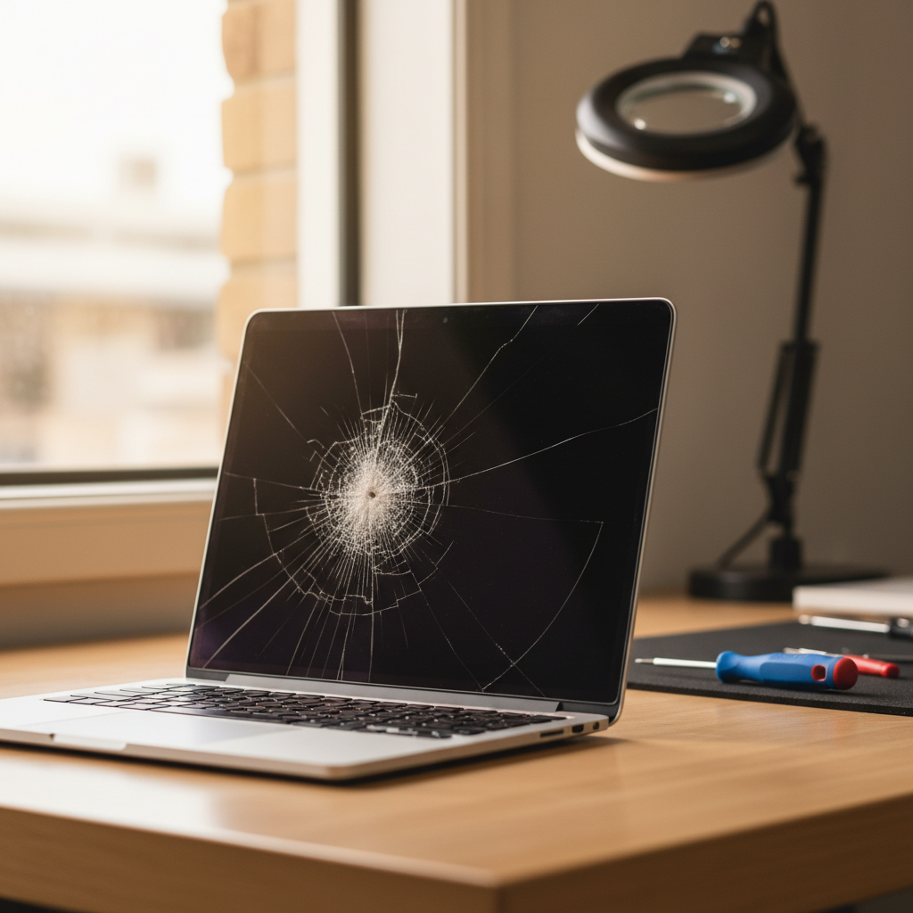 Cracked MacBook Pro laptop screen repair in Mawson Lakes — Adelaide SA 5095