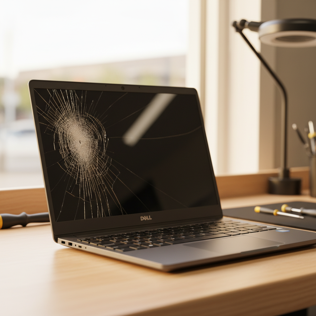 Cracked Dell laptop screen repair in Mayfield — Newcastle NSW 2787