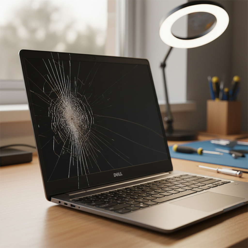 Cracked Dell laptop screen repair in Mayfield East — Newcastle NSW 2304