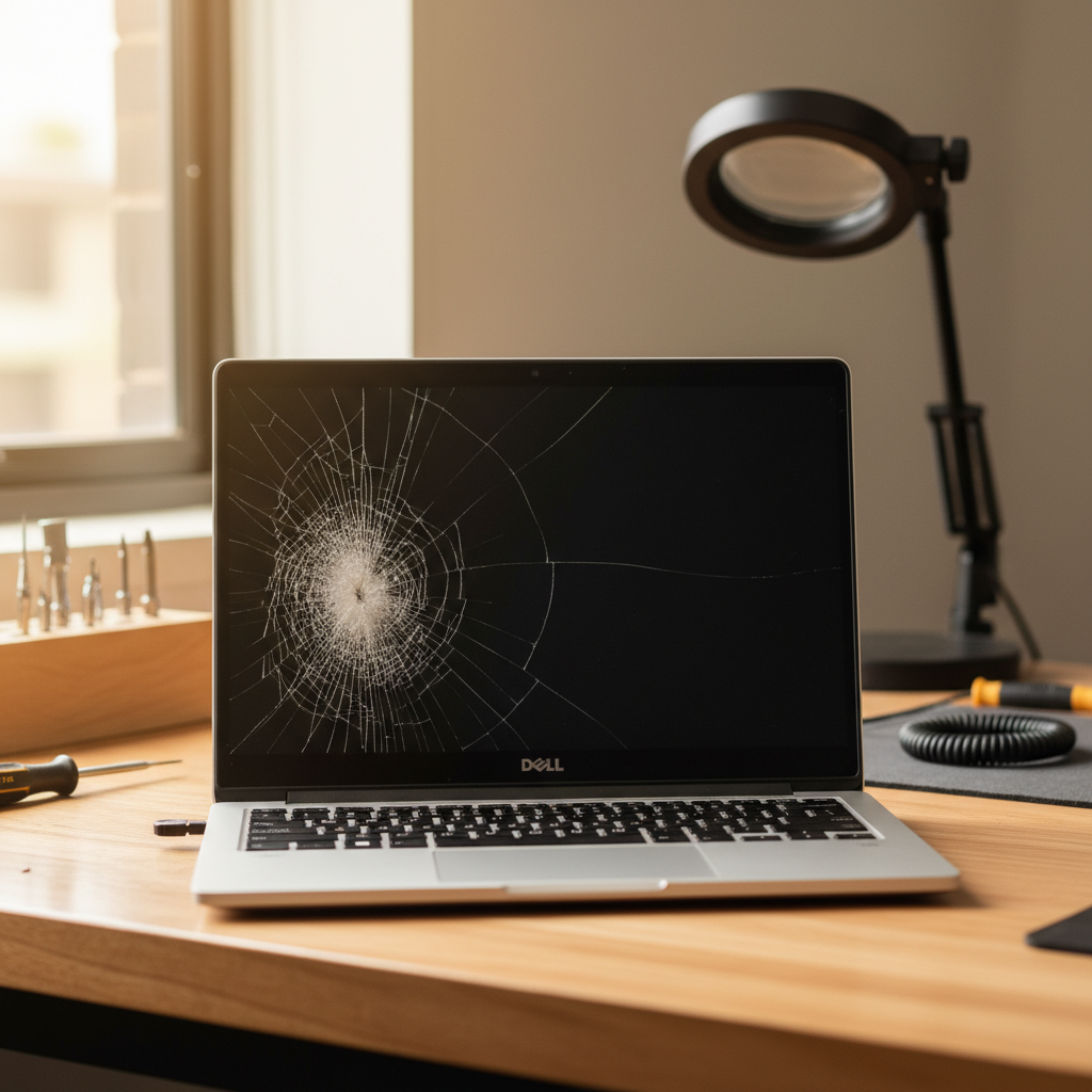 Cracked Dell laptop screen repair in Mayfield North — Newcastle NSW 2304