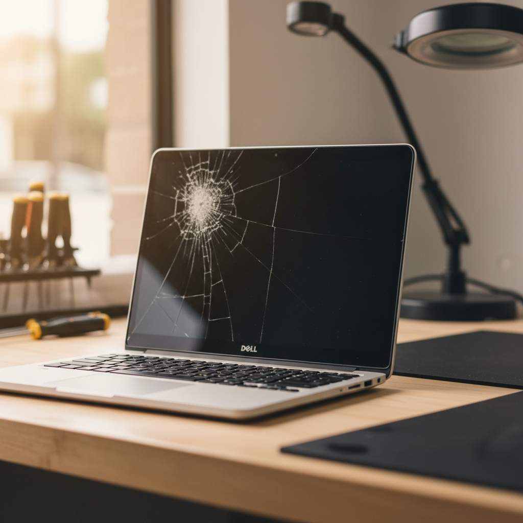 Cracked Dell laptop screen repair in Mayfield West — Newcastle NSW 2304