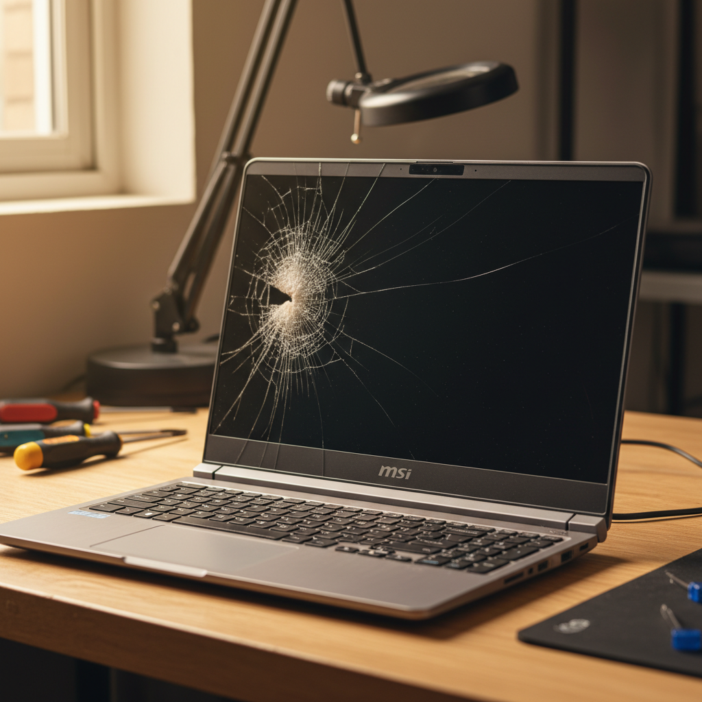 Cracked MSI laptop screen repair in Maylands — Adelaide SA 5069