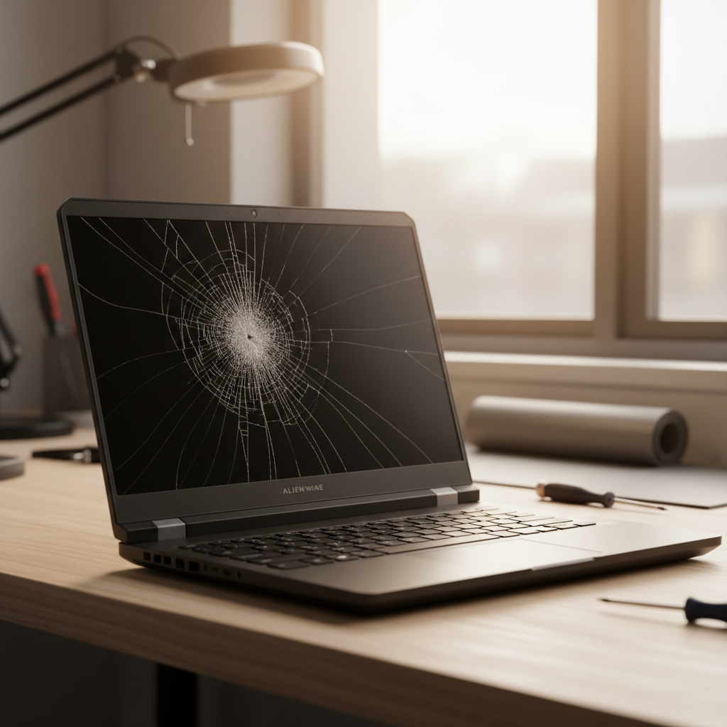 Cracked Alienware laptop screen repair in Mcminns Lagoon — Darwin NT 0822