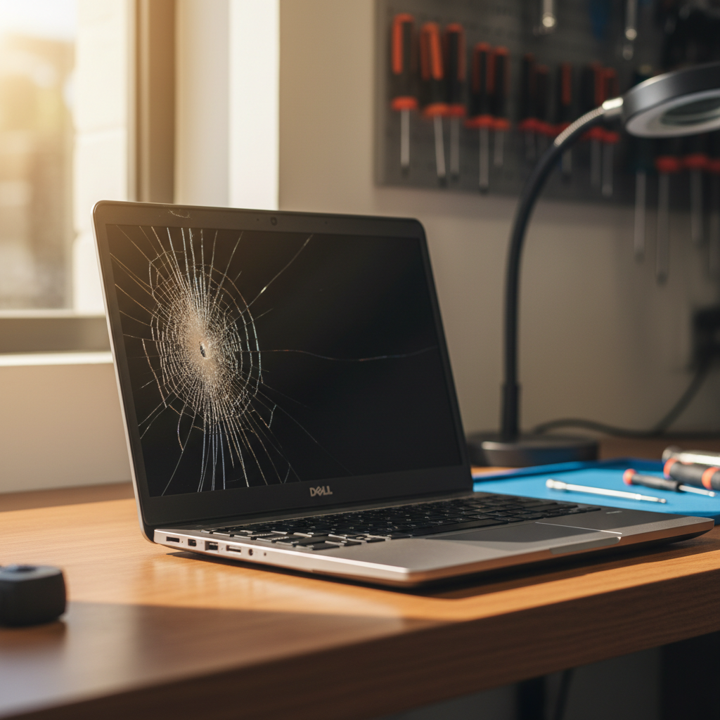 Cracked Dell laptop screen repair in Merewether — Newcastle NSW 2291