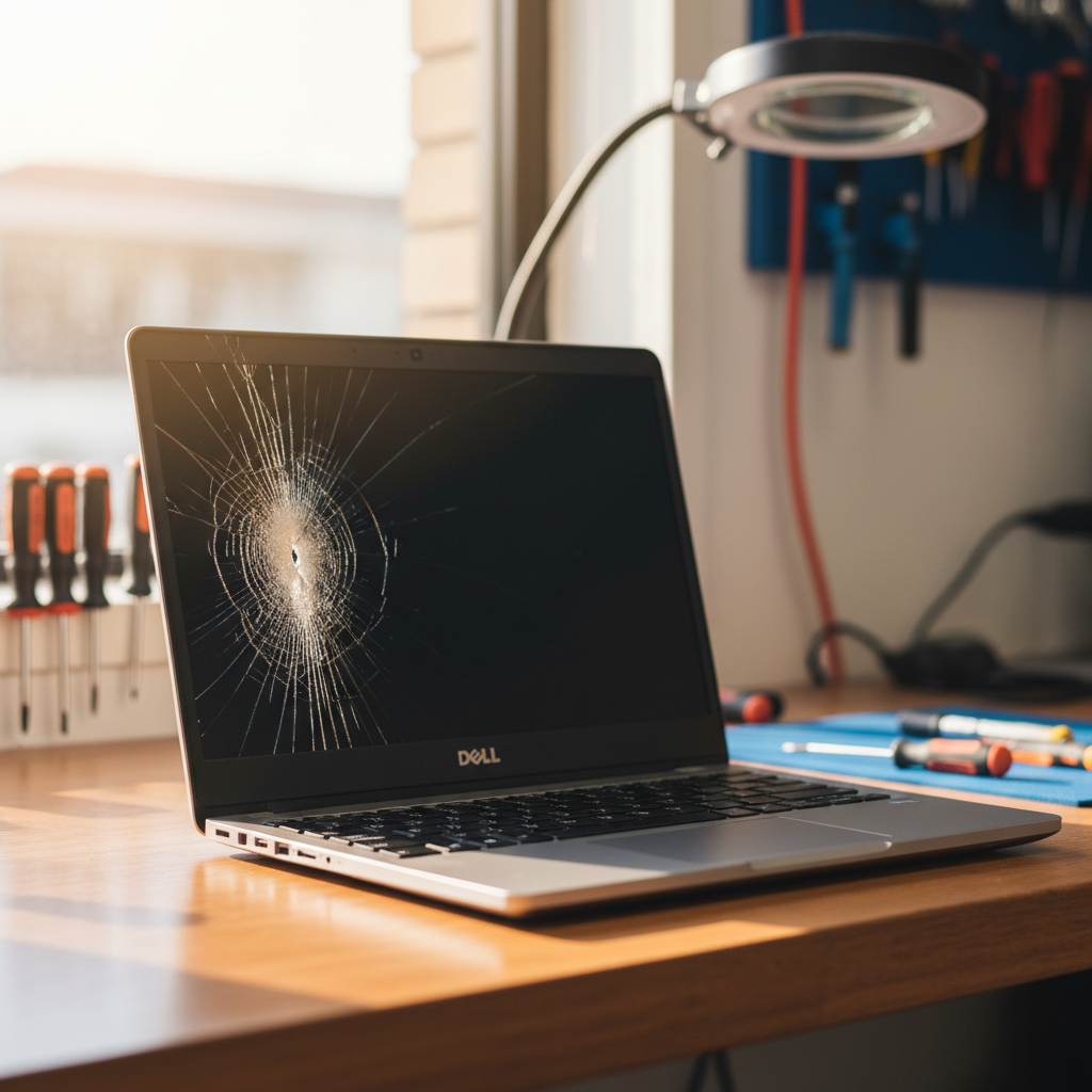 Cracked Dell laptop screen repair in Mitcham Shopping Centre — Adelaide SA 5062