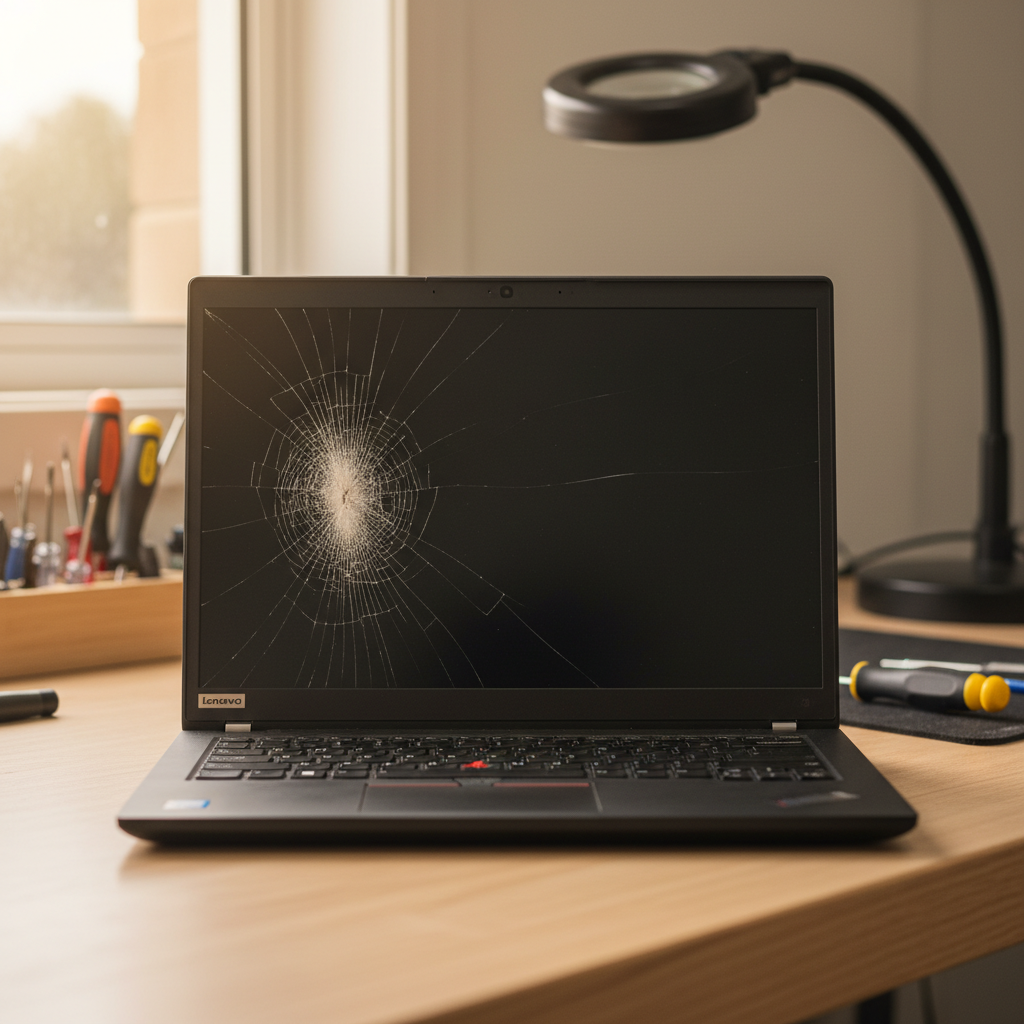 Cracked Lenovo ThinkPad laptop screen repair in Munno Para West — Adelaide SA 5115
