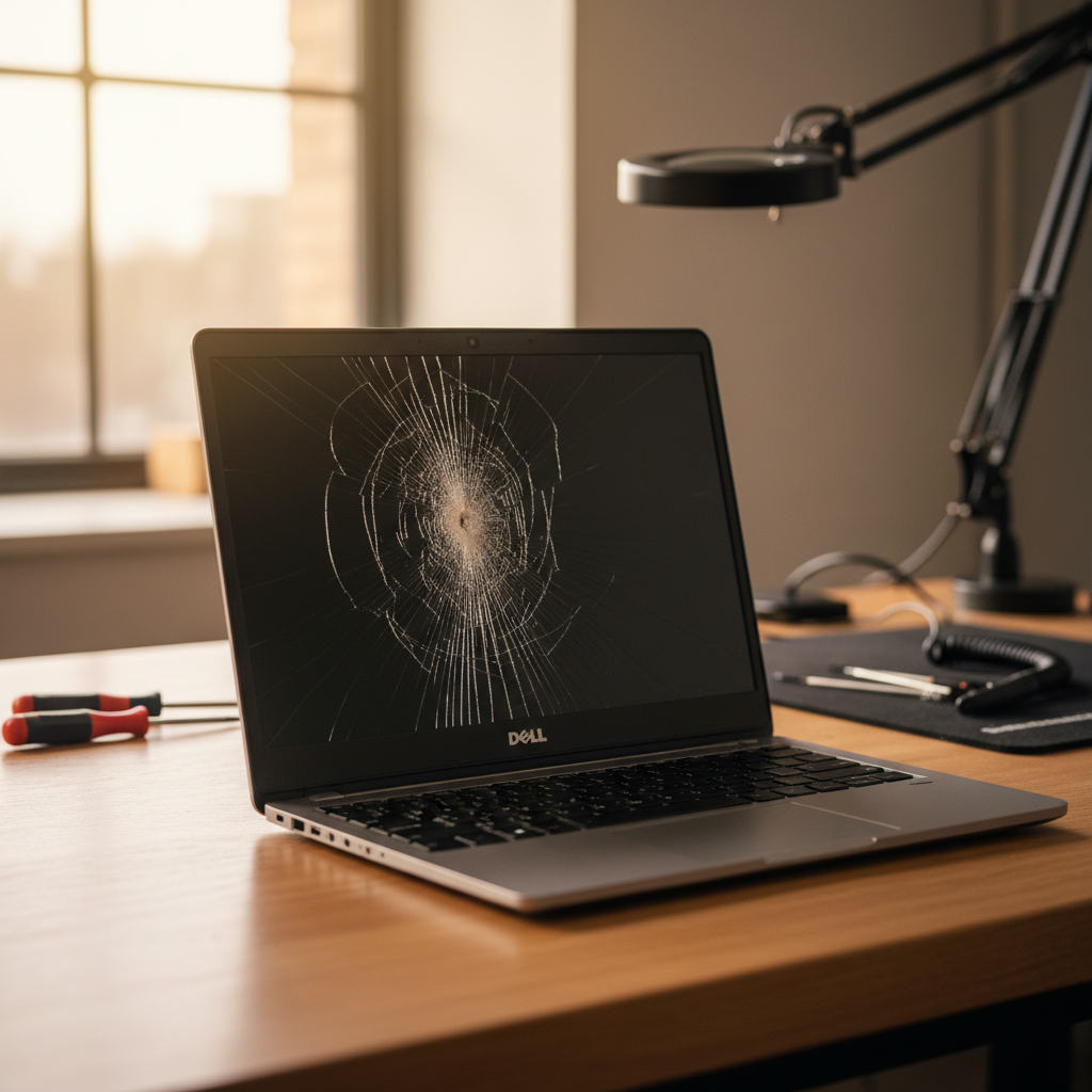 Cracked Dell laptop screen repair in Nelson Bay — Newcastle NSW 2315