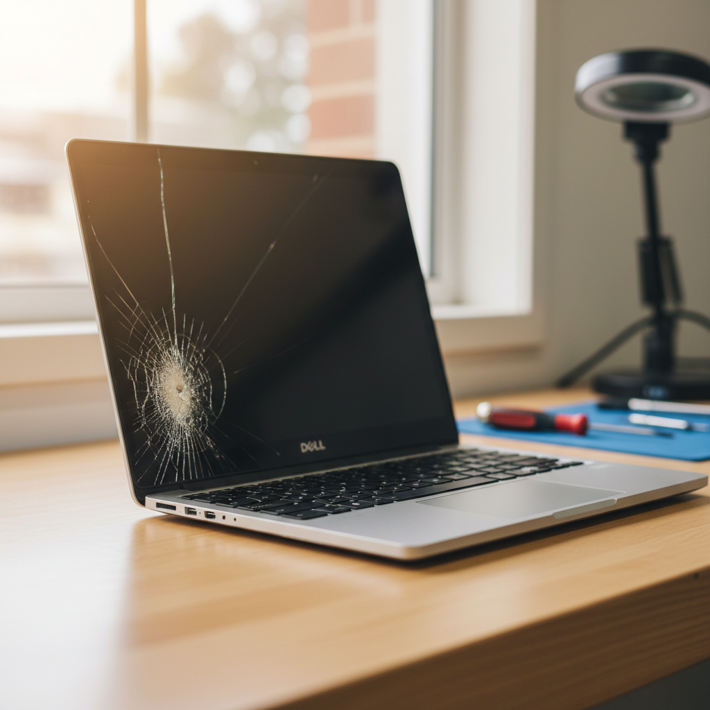 Cracked Dell laptop screen repair in New Lambton Heights — Newcastle NSW 2305