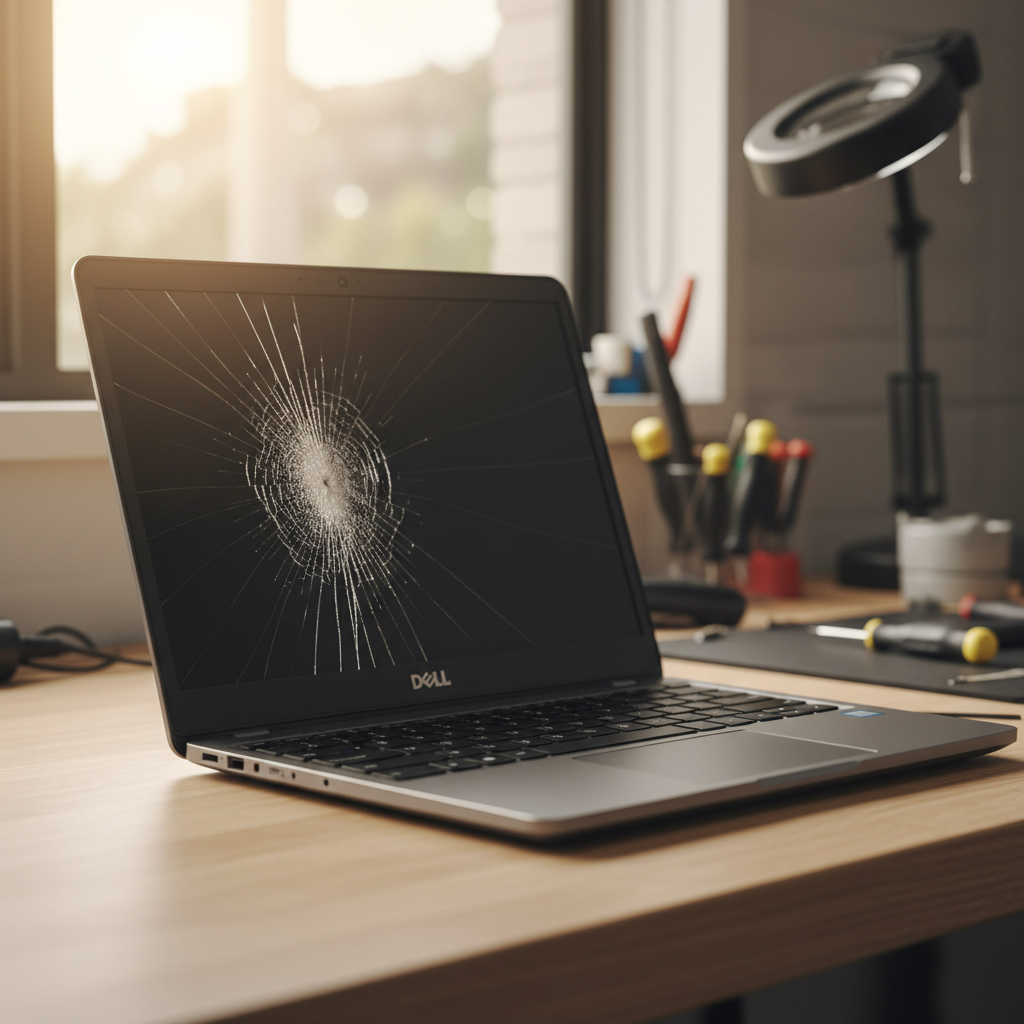 Cracked Dell laptop screen repair in New Town — Hobart TAS 7008