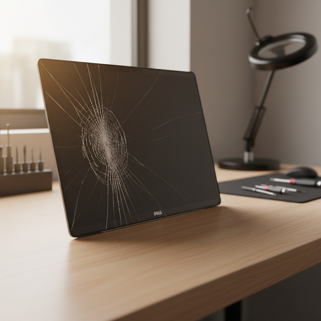 Cracked Dell laptop screen repair in Newcastle East — NSW 2300