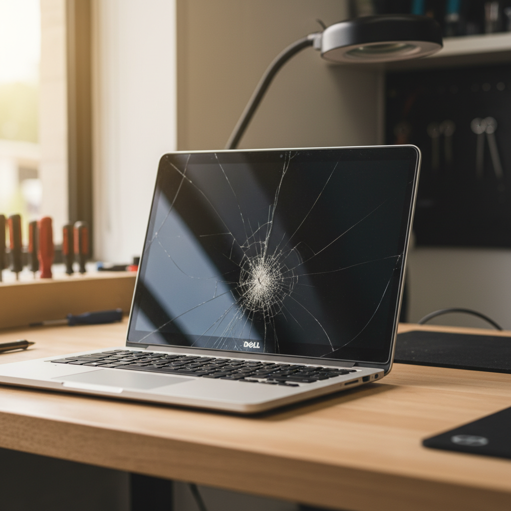 Cracked Dell laptop screen repair in Newcastle University — NSW 2308