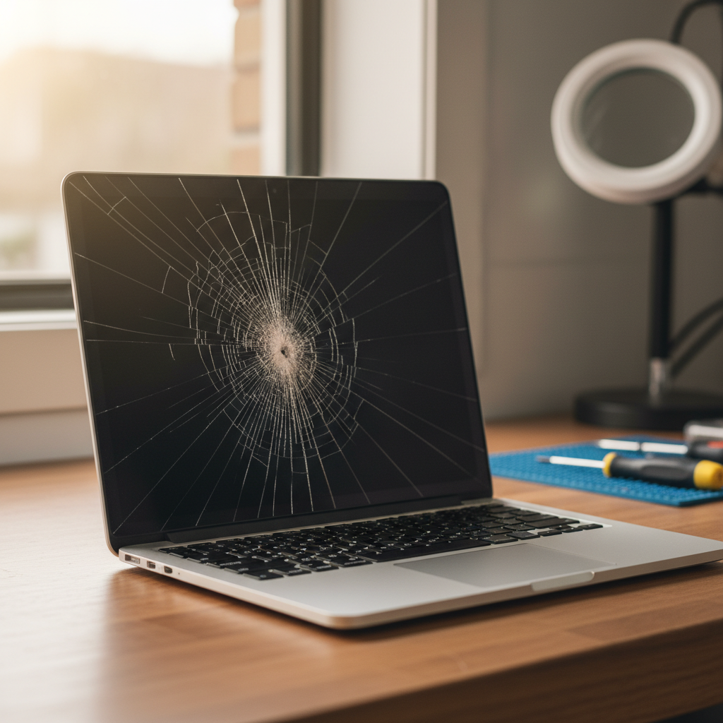 Cracked MacBook Air laptop screen repair in Nords Wharf — Newcastle NSW 2281