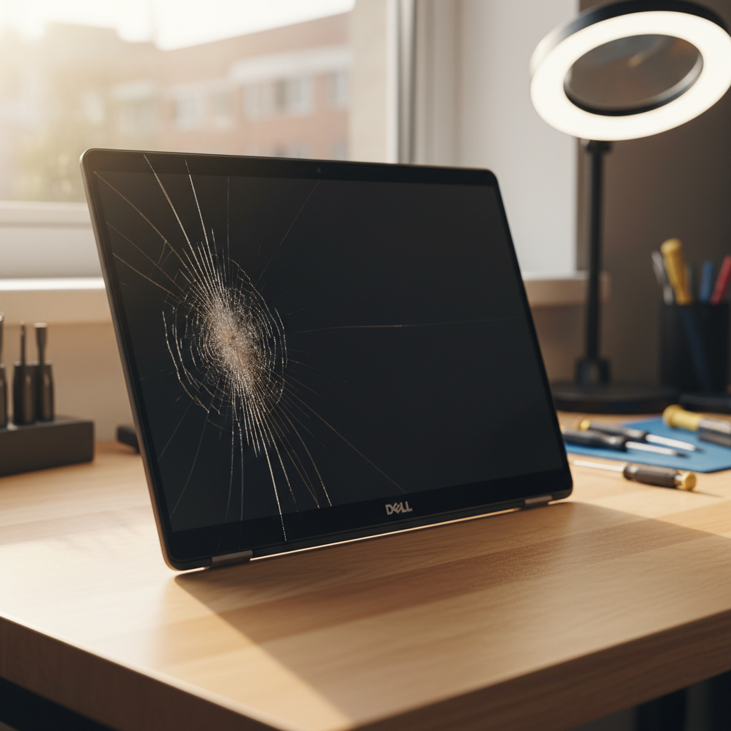 Cracked Dell laptop screen repair in North Adelaide Melbourne St — SA 5006